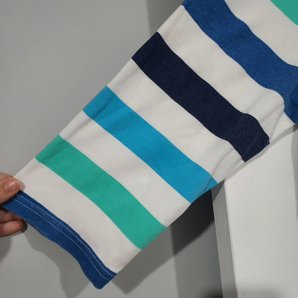 Croft & Barrow Blue & White Striped Boatneck 3/4 Sleeve Shirt in Size XL - Picture 6 of 9